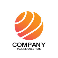 Fototapeta premium Abstract Global Sphere Logo Design with Dynamic Stripes and Gradient