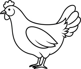 Hen Line Art Icon Vector, Hen Outline Vector Icon Design.