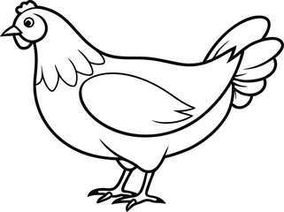 Hen Line Art Icon Vector, Hen Outline Vector Icon Design.