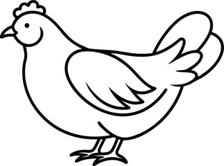 Hen Line Art Icon Vector, Hen Outline Vector Icon Design.