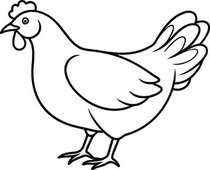 Hen Line Art Icon Vector, Hen Outline Vector Icon Design.
