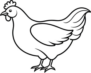 Hen Line Art Icon Vector, Hen Outline Vector Icon Design.