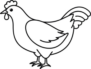 Hen Line Art Icon Vector, Hen Outline Vector Icon Design.