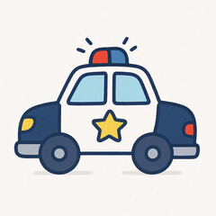 Police Car Vector Illustration Dark Blue and White Emergency Vehicle, Silhouette of a Police Patrol Car with Emergency Lights, Police Car Vector Icon Illustration. Generative ai