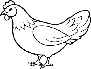Hen Line Art Icon Vector, Hen Outline Vector Icon Design.