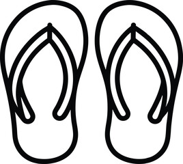 Flip Flops Outline Icon Black Vector, Summer Flip Flops Outline Symbol Vector, Beach Sandals Outline Vector Illustration.


