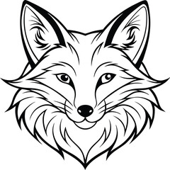 Fox Head Outline Vector Logo Icon, Fox Face Outline Mascot Design Vector

