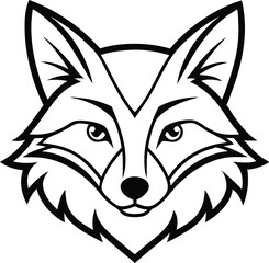 Fox Head Outline Vector Logo Icon, Fox Face Outline Mascot Design Vector

