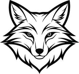 Fox Head Outline Vector Logo Icon, Fox Face Outline Mascot Design Vector

