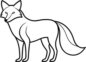 Fox Outline Vector Illustration, Minimalist Fox Line Art Vector, Cunning Fox Silhouette Outline Vector Art

