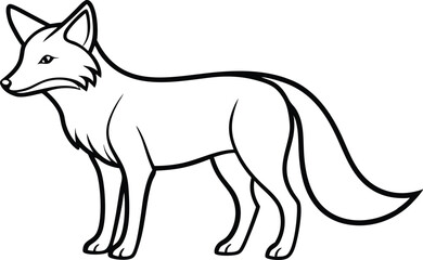 Fox Outline Vector Illustration, Minimalist Fox Line Art Vector, Cunning Fox Silhouette Outline Vector Art

