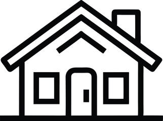 Simple Home Outline Symbol Vector Illustration. Minimalist House Outline Black Line Art.
