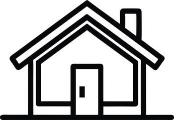 Simple Home Outline Symbol Vector Illustration. Minimalist House Outline Black Line Art.
