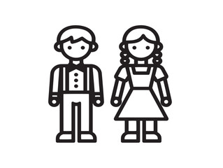 Kids Costumes icon 2D vector line art in a clean minimalist style