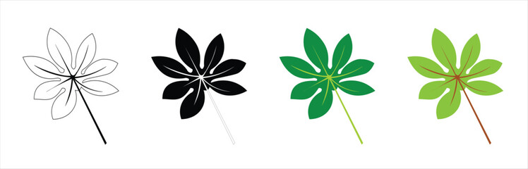 vector illustration of a green plant cassava leaves