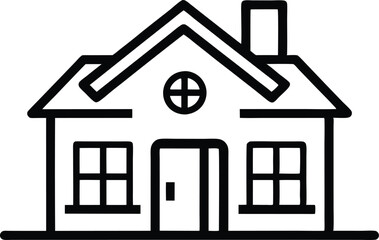 House Outline Icon Black Vector Isolated, Black House Line Icon on White Background