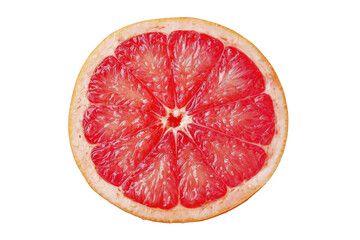 Overhead View of a Sliced Pink Grapefruit with Textured Surface on Transparent Background