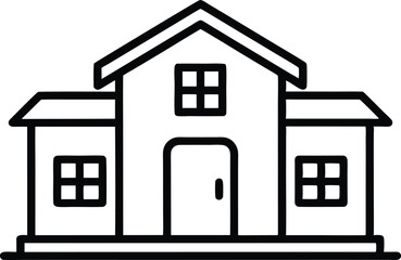 House Outline Icon Black Vector Isolated, Black House Line Icon on White Background