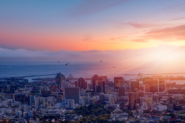 Fototapeta premium Cape town city aerial view from Table mountain - Cape town, South Africa