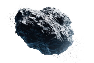 Rocky Asteroid Floating in Dark Space with Debris in Transparent Background