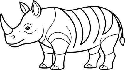 Rhino Outline Vector, Rhinoceros Outline Vector Illustration, Geometric Rhino Outline Vector Art