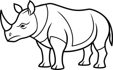 Rhino Outline Vector, Rhinoceros Outline Vector Illustration, Geometric Rhino Outline Vector Art