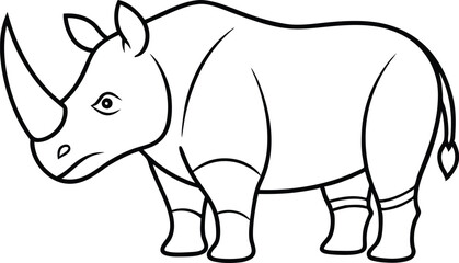Rhino Outline Vector, Rhinoceros Outline Vector Illustration, Geometric Rhino Outline Vector Art