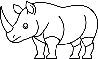 Rhino Outline Vector, Rhinoceros Outline Vector Illustration, Geometric Rhino Outline Vector Art