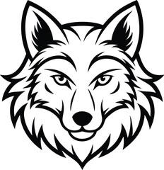 Wolf Head Outline Vector, Minimalist Wolf Head Line Art, Simple Wolf Head Outline Illustration.
