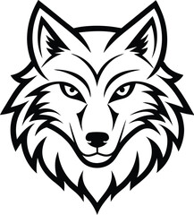 Wolf Head Outline Vector, Minimalist Wolf Head Line Art, Simple Wolf Head Outline Illustration.