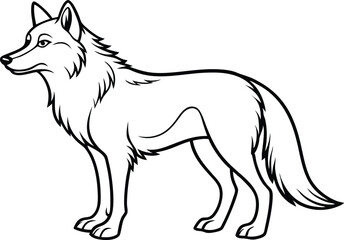 Wolf Outline Vector, Wolf Silhouette Vector, Minimalist Wolf Head Line Art Illustration.