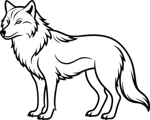 Wolf Outline Vector, Wolf Silhouette Vector, Minimalist Wolf Head Line Art Illustration.