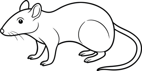 Rat Outline Vector, Black and White Rat Outline, Mouse or Rat Outline Vector, Rat Outline Silhouette Vector Illustration.