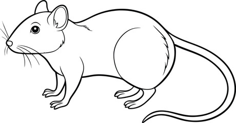 Rat Outline Vector, Black and White Rat Outline, Mouse or Rat Outline Vector, Rat Outline Silhouette Vector Illustration.