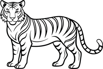 Tiger Head Outline Vector Illustration, Fierce Tiger Profile Silhouette Vector