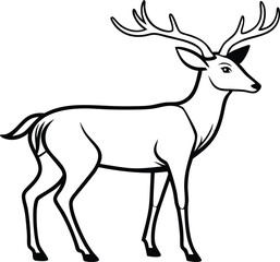 Deer Outline Vector Illustration, Minimalist Wildlife Silhouette. Stag Head Outline Logo Vector, Minimalist Antlers for Branding
