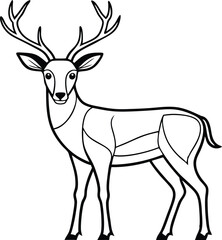 Deer Outline Vector Illustration, Minimalist Wildlife Silhouette. Stag Head Outline Logo Vector, Minimalist Antlers for Branding