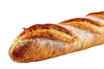 Golden Crusty Baguette Close Up on Transparent Background Food Photography