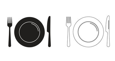 Plate and fork icon vector