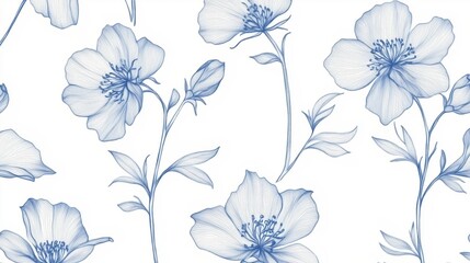 Obraz premium Blue floral illustration on white background