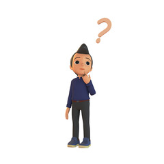 Confused Man 3D Illustration
