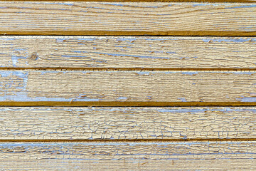 Old yellow wooden wall with peeling paint