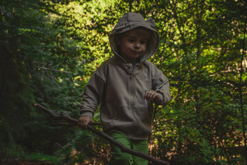 Child's forest walk, exploring the natural world in childhood
