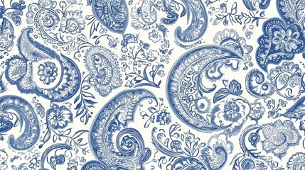 Blue and White Paisley Pattern