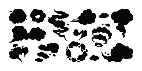 Cartoon Explosion Silhouette Collection. Energy and Impact Icons. Blast and Explosion Vector Set. Comic Effect Symbols