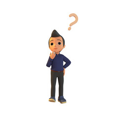 Confused Man 3D Illustration