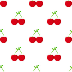 Seamless red cherry pattern design, flat cherry pattern template vector.