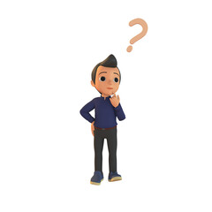 Confused Man 3D Illustration