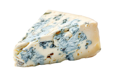Wedge of Blue Cheese Isolated on Black Background with Mold and Intricate Veining