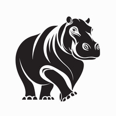 Stylized Hippo Silhouette for Branding and Logo Design on white background